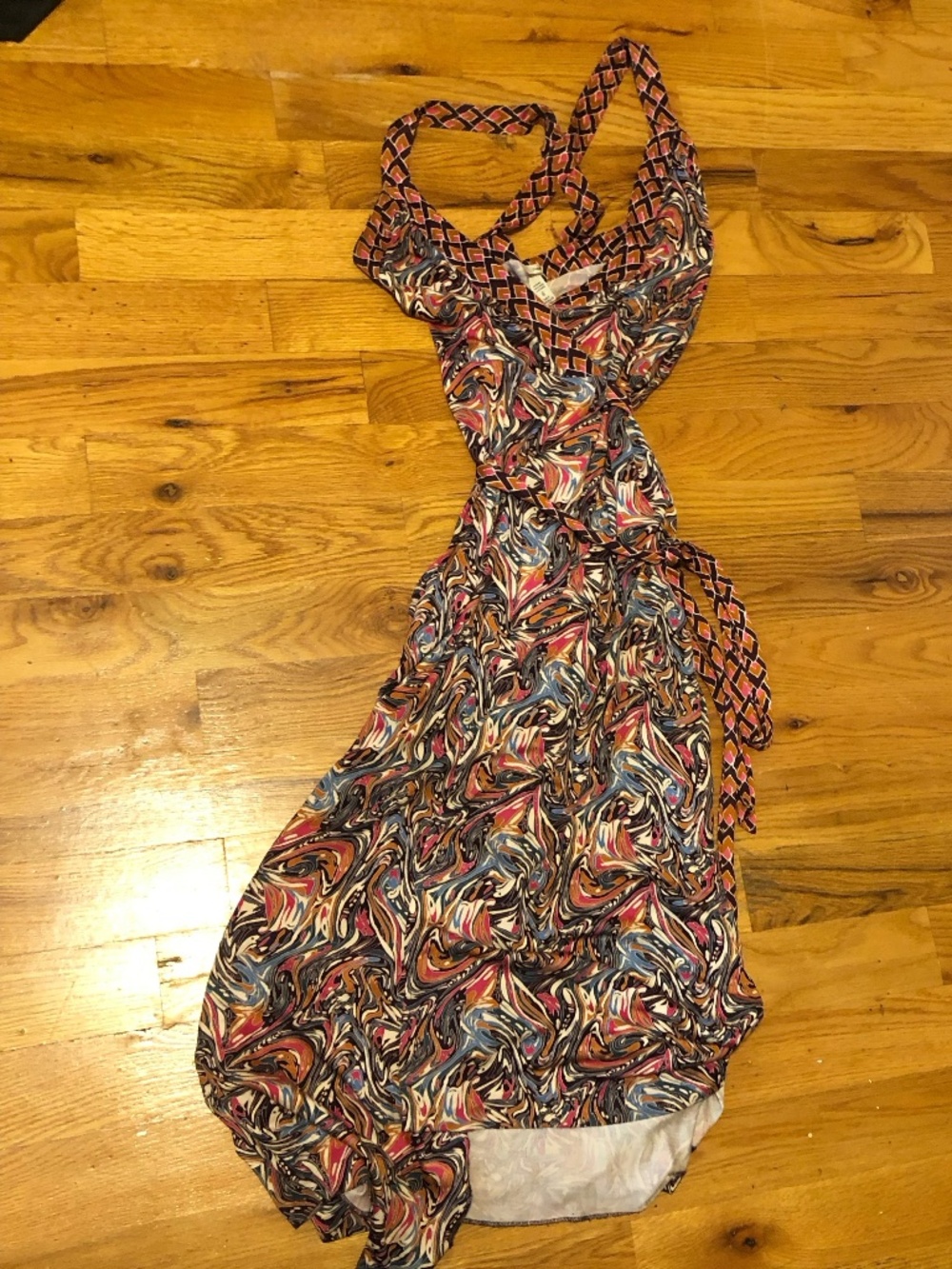 Diane von Furstenberg Silk Maxi Wrap Dress with Psychedelic Print